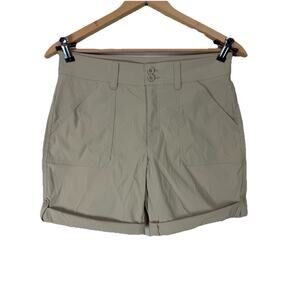 Eddie Bauer Women's Tan Shorts Size 6 Cuffed Hem Pockets Performance Stretch